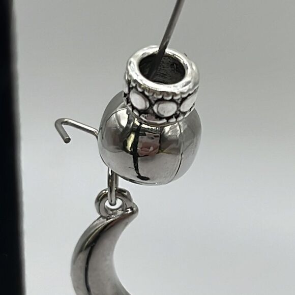 Silver-tone Drop Earrings with Beads and Silver-tone Large Moon Charms - Picture 8 of 12